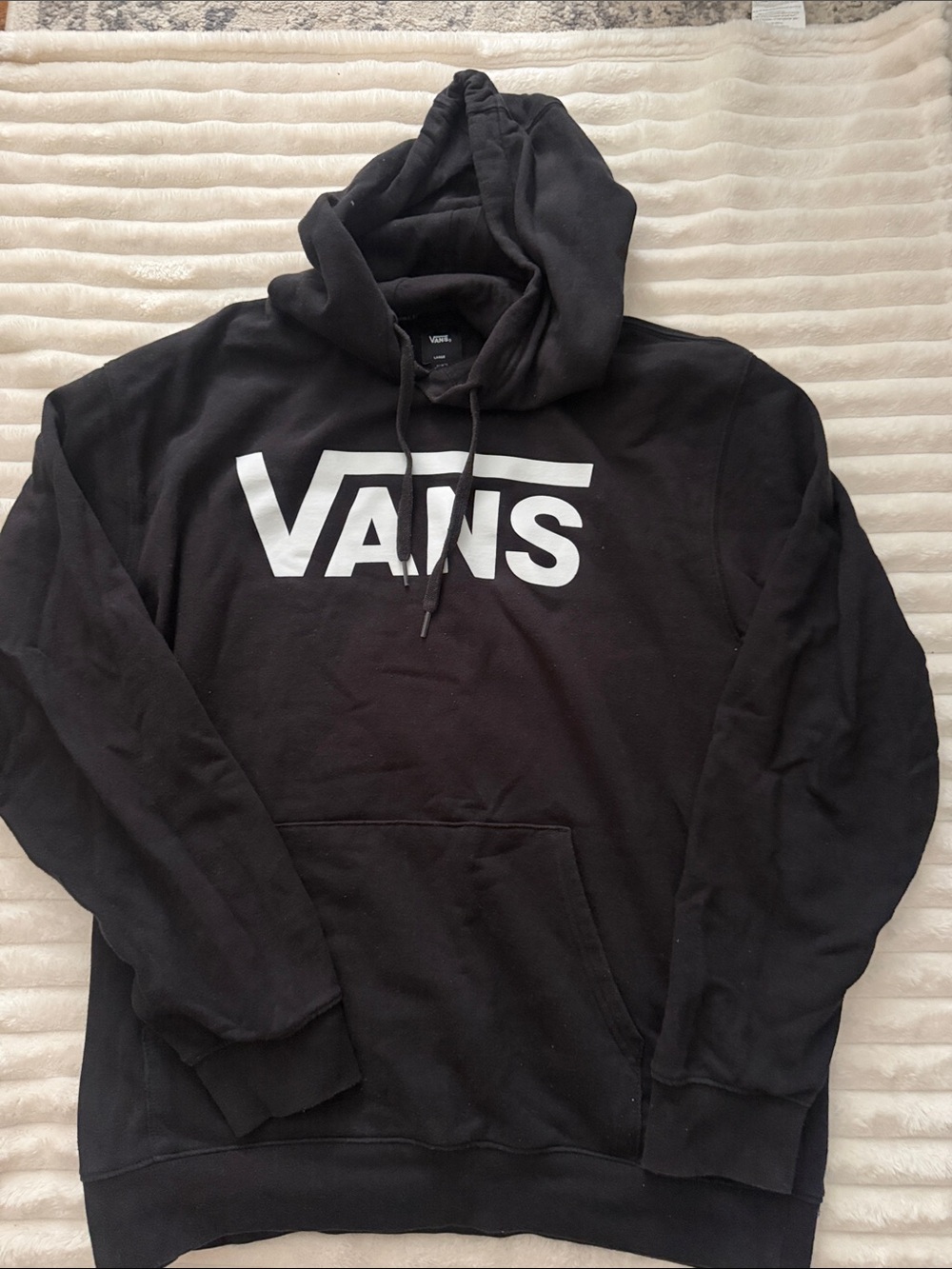 Vans Black Hoodie with White Logo Pullover